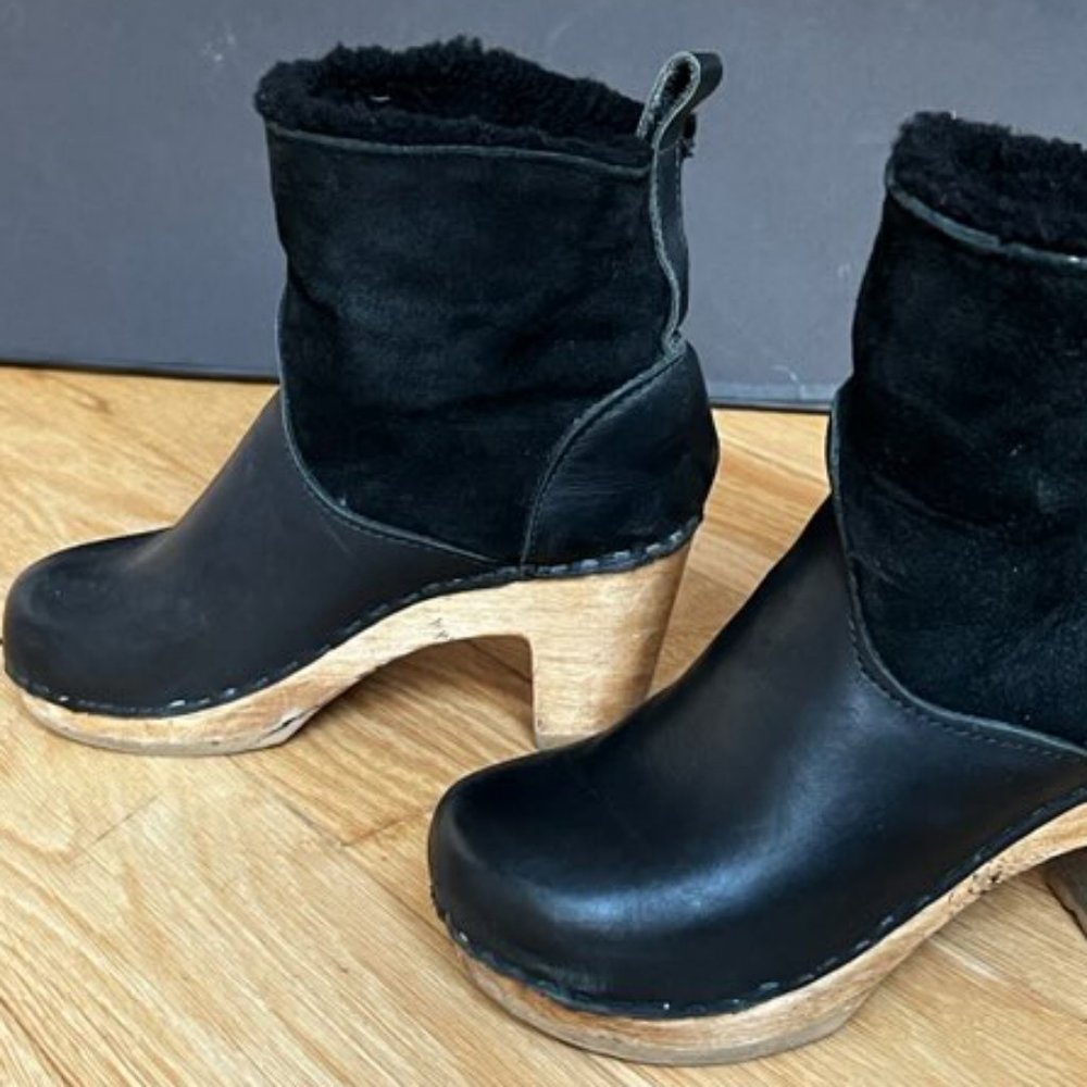 No.6 5" High Heel Shearling Clog Boot